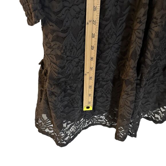 Torrid Dark Grey Lined Lace V-Neck Boho Goth Baby Doll Dress Buttons Size 2 - Picture 4 of 7